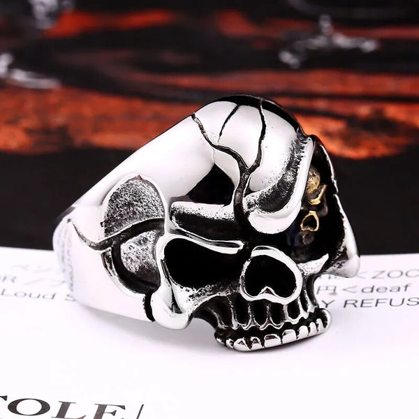 Bague tête de mort Biker en acier inoxydable Punk Gothique Style