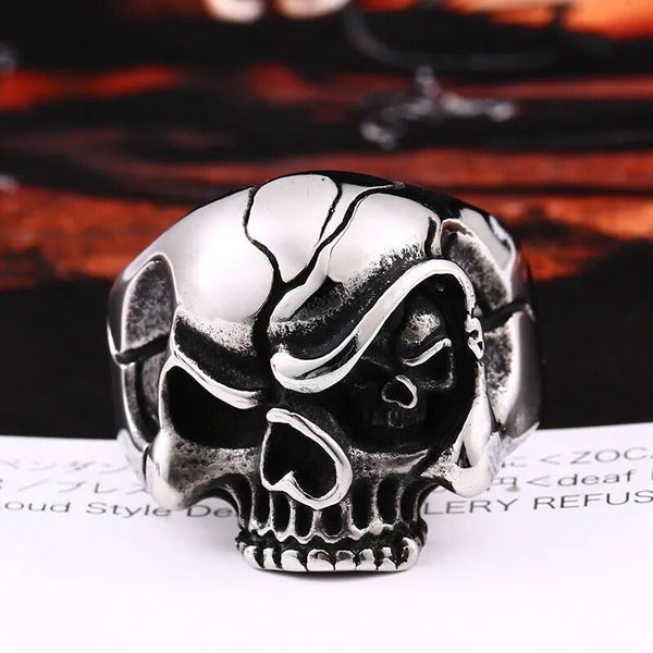 Bague tête de mort Biker en acier inoxydable Punk Gothique Style