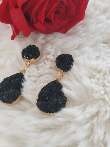 Boucle d'oreille en pierres naturelles *agate noir